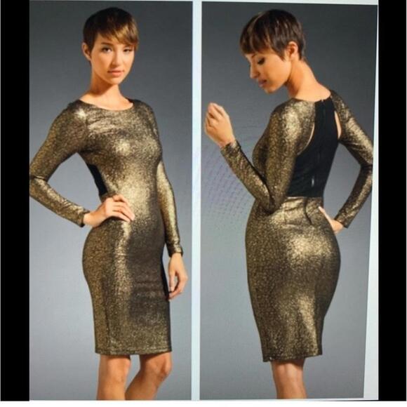 Dresses & Skirts - Alice + Olivia Selma Metallic Bronze Bodycon Dress Small